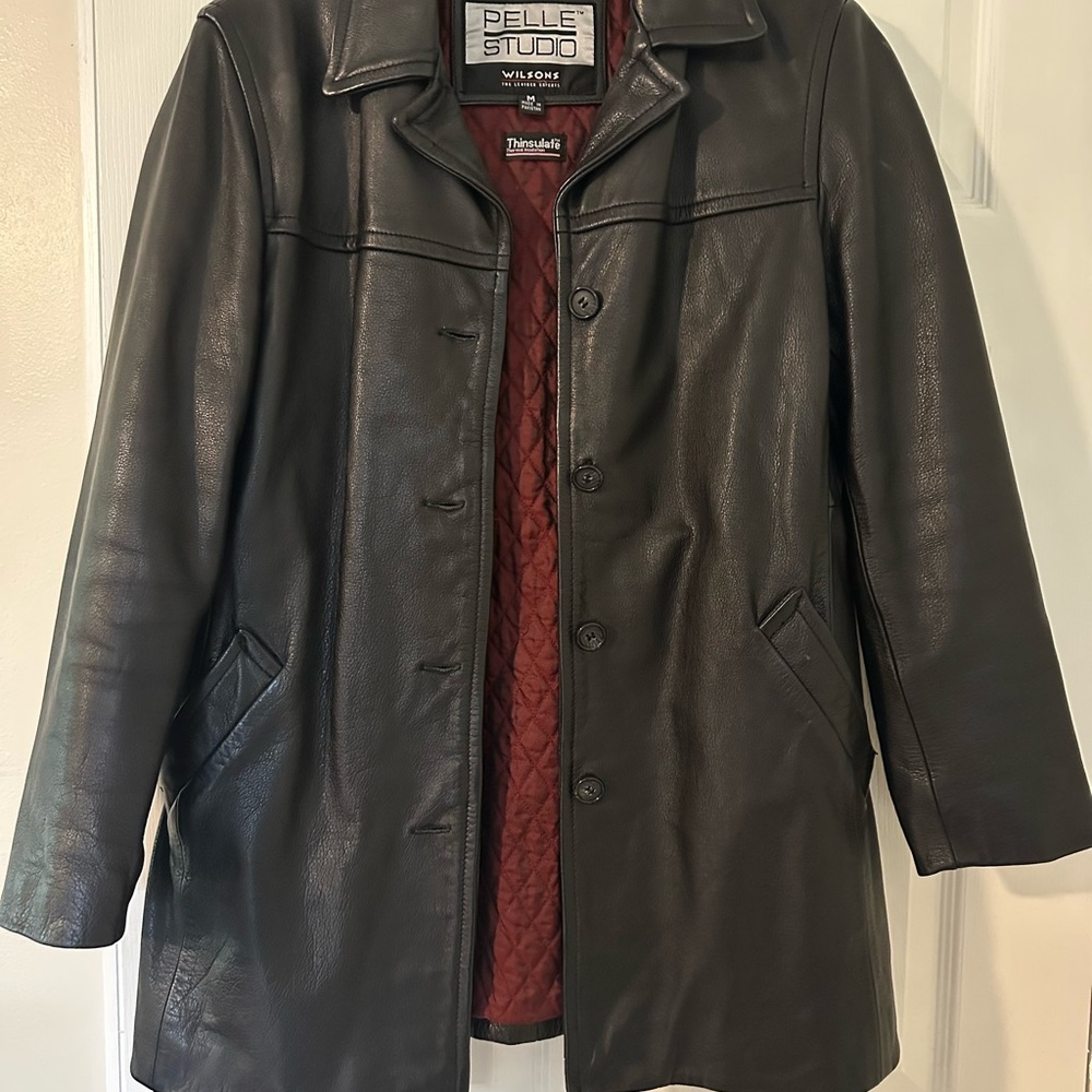 Vintage Pelle Studio Black Leather Jacket with Quilted Lining